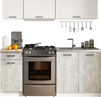 Produktbild von Küchenzeile OLIWIA G1 1.8m Modulares Weiß, Betonoptik B180xH174xT46 cm