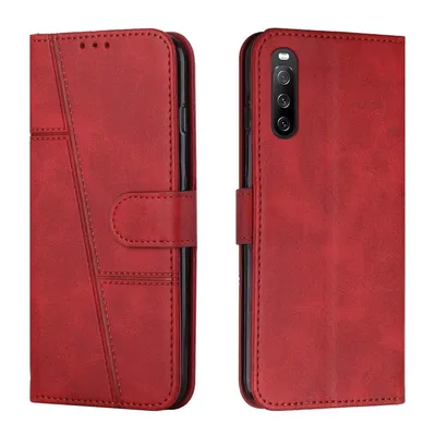 Produktbild von König Design Hülle kompatibel mit Sony Xperia 10 III Kunstleder Handyhülle - Handy Case Rot