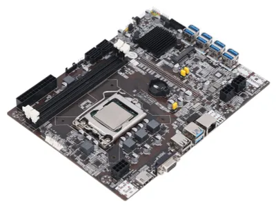 Image de Carte mère minière DDR3 LGA 1155, 8 ports USB 3.0, alimentation à 3 phases, chipset B75, avec processeur double cœur pour le minage d'ETH et de BTC