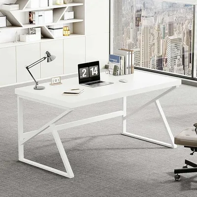Imagen del producto de Escritorio, mesa para ordenador, mesa para PC, escritorio de oficina, color blanco, 140 cm