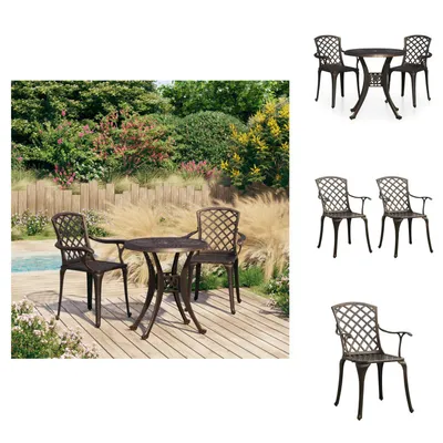 Immagine prodotto di vidaXL Set bistrot 3 pezzi in alluminio fuso bronzo - Set di mobili da giardino