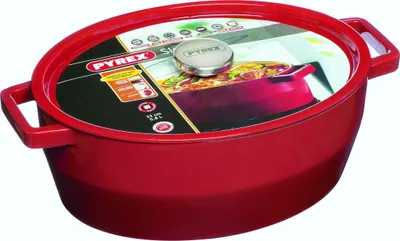 Image de PYREX Slow Cook Cocotte ovale, avec couvercle, longueur 330 mm, rouge