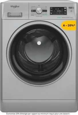 Image de Lave-linge hublot WHIRLPOOL FFBP10489SBSVFR, 10 kg, 1400 trs/min, -20%, Argent