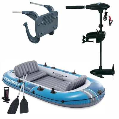 Produktbild von INTEX 66324NP - Boot - Excursion 4 Set + 68631 Außenbordmotor + 68624NP Befestigung
