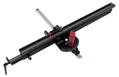 Produktbild von Gehrungslehre für die Holzbearbeitung - M1 Pro - 0–60° Winkel - Verlängerter Anschlag 600–1200 mm - Für Tischkreissäge und Frästisch - Präzision - Rot
