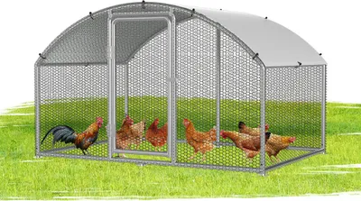 Produktbild von Izrielar Hühnerstall Hühnerhaus 3x2x2m Bogenaufsatz Kleintierstall Freilaufgehege Kleintiergehege Voliere Freigehege Hühnerkäfig Geflügelstall Verzinkter Stahl