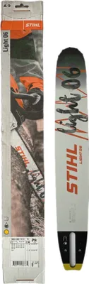 A product packaging and the product itself, a chainsaw bar.