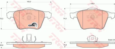 Produktbild von Trw Bremsbelagsatz, Scheibenbremse Vorderachse GDB1565