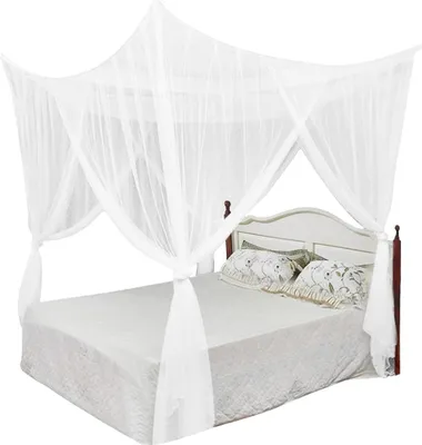 Produktbild von Moskitonetz Doppelbett, Moskitonetz Bett mit 4 Eingängen, Großes tragbares Moskitonetz mit feinem Netz für unterwegs und zu Hause (Weiß, 190 x 240 x 210 cm)