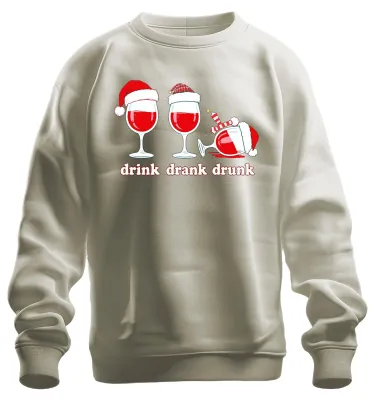 Zdjęcie produktu dla drink drank drunk wine christmas śmieszny prezent miłośnik wina bluza uni , natura, 3XL