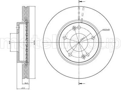 Produktbild von 2x METELLI 23-0843C Bremsscheibe Vorderachse