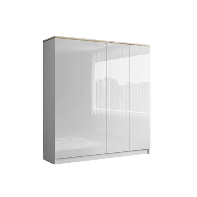 Produktbild von Kleiderschrank AURORA 4D in Weiß hochglanz Push open
