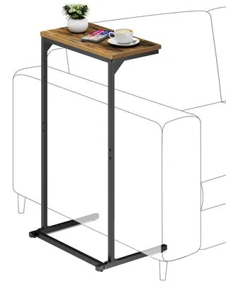 Image de Table d'appoint en forme de C, idéale pour le salon ou la chambre, de couleur marron