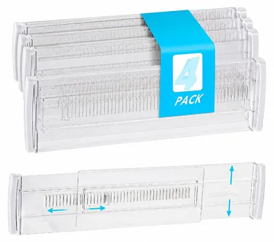 Ladeunterteiler, verstellbar, 28,7–50,5 cm, 4 Stück, transparent