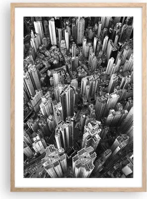 Produktbild von Gerahmtes Poster - Rahmen in heller Eiche - Wolkenkratzer mit Berge - 50x70 cm - Wand Bild - Wanddeko - Wandbilder - Kunstposter - Wandposter - Bilderrahmen - Bilder - Kunstdruck - P2NPA50x70-4453