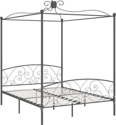 Produktbild von vidaXL Himmelbett-Gestell Grau Metall 180 x 200 cm