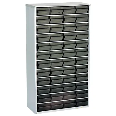 Zdjęcie produktu dla ESD raaco 1248-01 ESD steel box (L x W x H) 306 x 150 x 552 mm No. of compartments: 48 incl. PG cable Content 1 pc(s)