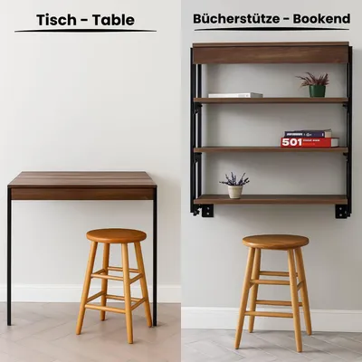 Produktbild von Murphy Klapptisch und Wandregal – Platzsparender Klapptisch aus MDF für kleine Räume