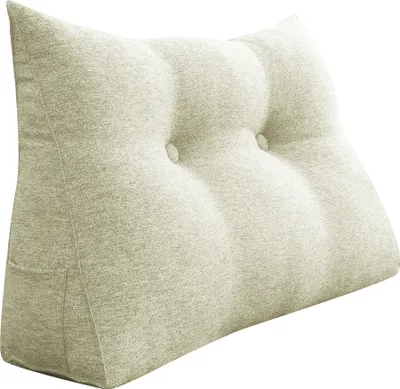Produktbild von Ergonomisches Kopfteilkissen in Leinenoptik, Lesekissen, Keilkissen, Rückenkissen, Ruhekissen, Dekokissen
