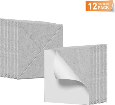 Produktbild von LARS360 Hellgrau Akustikpaneele 12er Set 30x30cm X-Muster, Schallschutz Wandpaneele, Schalldämmung, Schallabsorber für Studio Home Gaming