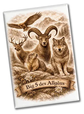Produktbild von Big 5 des Allgäus Souvenir Magnet mit Tiermotiven