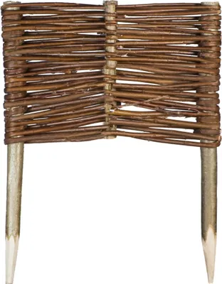 Produktbild von Weide Beeteinfassung in 16 Größen Weidenzaun Rasenkante Beetbegrenzung Steckzaun imprägniert mit Buchepflöcken für leichtes Einsetzen Palisade  Länge: 30 cm Höhe: 20 cm