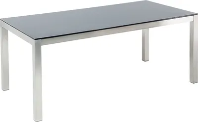 Produktbild von BELIANI Gartentisch silber Sicherheitsglas Edelstahl 180 x 90 cm modern Outdoor