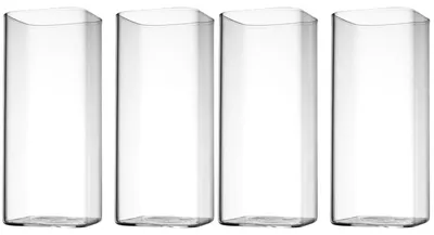 4er-Set quadratische Trinkgläser aus Borosilikatglas, 400 ml, transparent