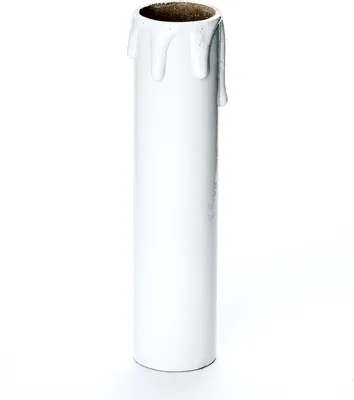 Produktbild von Kerzenhülse mit Tropfen für Kerzenfassung E14 Kronleuchter Kerzenhülle aus Pappe ø26mm L115mm Weiß