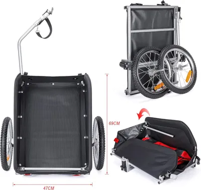 Produktbild von Fahrradanhänger – Transportanhänger mit Stoßdämpfer – 120 Liter Ladevolumen – 40 kg Tragkraft – Rot