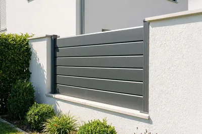 Produktbild von Aluminiumzaun Lamellen 4m VANO Höhe 90cm Grau
