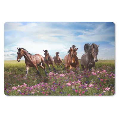 Produktbild von MuchoWow® Mauspad Mousepad Pferde - Blumen - Rosa 27x18 cm - Mousepads - Maus Mat - Pad - Mausunterlage - Büroartikel - Desk Matten