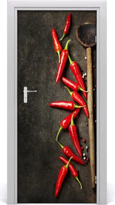 Produktbild von Tulup Türaufkleber 85x205 cm Dekorative Aufkleber Selbstklebend Wasserdichte Tapete Abnehmbar Schlafzimmer Wohnzimmer Wohnkultur - Chilischoten