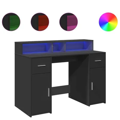 Zdjęcie produktu dla Biurko Z Podświetleniem Led, Czarne, 120X55X91 Cm Lumarko!