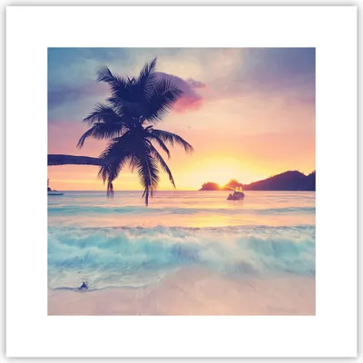 Produktbild von Poster - Poster ohne Rahmen - Meer Strand Palme - 30x30 cm - Wand Bild - Wanddeko - Wandbilder - Kunstposter - Wandposter - Bilder - Kunstdruck - Wanddekoration - Wandbild - P2XAC30x30-3992