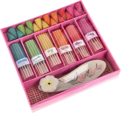 Produktbild von Räucherstäbchen & Duftset aus Thailand, Räucher Geschenkset - Pink, 2*17*17 cm, Räucherstäbchen & Sets aus Thailand