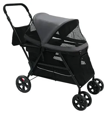 Produktbild von Hundewagen Hundebuggy bis 30 kg Klappbar Faltbarer, Katzenwagen Hundebox mit 360° Schwenkrädern Feststellbremsen Netzfenstern, Pet Stroller für mittelgroße Hunde & Katzen