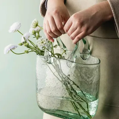 Produktbild von Glas Blumenvase Handtasche geformt klar Vase Aquarium【LVPING】