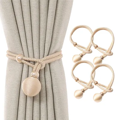 Gardinenkordel aus Polyester, Beige, 4 Stück