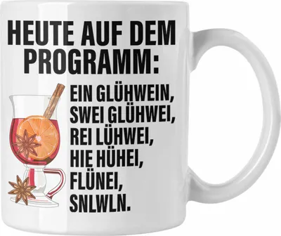 Produktbild von Trendation - Lustige Glühwein Tasse Lustig Spruch Glühweinbecher mit Henkel Doppelwandig Glühweintassen Gläser Weihnachtsmarkt Becher Tassen Geschenk (Weiß)