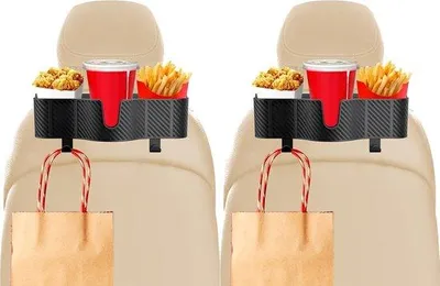 Produktbild von 3-in-1-Auto-Organizer, 2 Haken, für Kopfstütze und Rücksitz, Becherhalter für Rücksitz