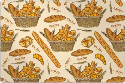 Produktbild von Küchenmatte 140x210 cm Vinylmatte Bodenmatte Dekoration - Bäckerei frisches Brot