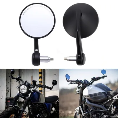 Produktbild von Universal Lenkerendenspiegel Motorrad Rückspiegel E- CNC 360° drehbar für Chopper Roller ATV