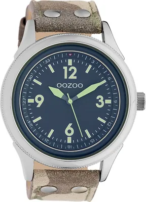 Produktbild von Oozoo Armbanduhr camouflage braun Leder Timepieces Herren-Damen Analog- UOC10353