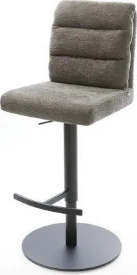 Produktbild von DELIFE Barstuhl Pela-Flex Bouclé Soft Schlamm Drehfuß höhenverstellbar Metall Schwarz
