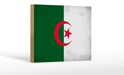 Produktbild von Holzschild Flagge Algerien 18x12cm Flag Algeria Vintage