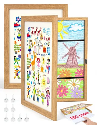 A4 Wechselrahmen für Kinderzeichnungen, Holz, 24x33 cm, 2 St.