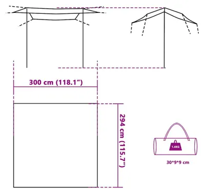 Productafbeelding van vidaXL Zeil, groen, 300x294 cm, waterdicht