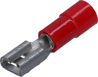 Produktbild von 10 Stück Kalitec FHR488 Flachsteckhülse rot 4,8x0,8 I 0,5-1,5mm² Kabelverbinder I teilisoliert I Messing I für Kfz & Industrie
