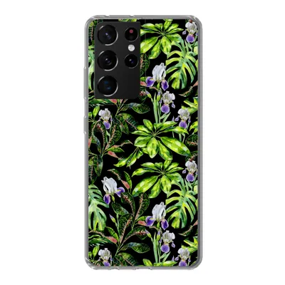 Produktbild von MuchoWow® Handyhülle Schutzhülle Hülle für Samsung Galaxy S21 Ultra Blume - Blätter - Muster Silikon Softcase Handy Hülle - Mobiltelefon